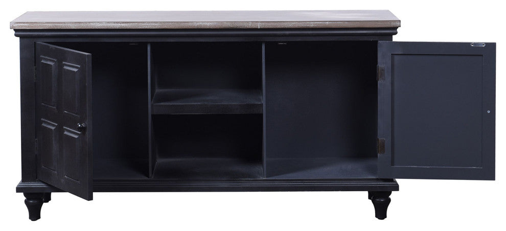 Summit Media Cabinet Black Wooden 2 Textured Door 2 Shelf Media Cabinet