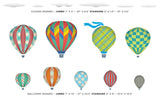 Hot Air Balloons Fabric Wall Decals, Standard Size, Rainbow