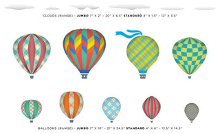 Hot Air Balloons Fabric Wall Decals, Standard Size, Rainbow
