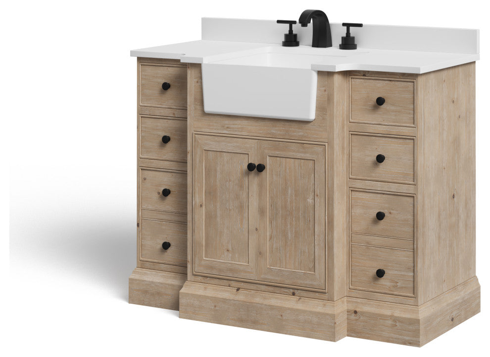 Fermo Bath Vanity, Weathered Fir, 48", Single Sink, Freestanding