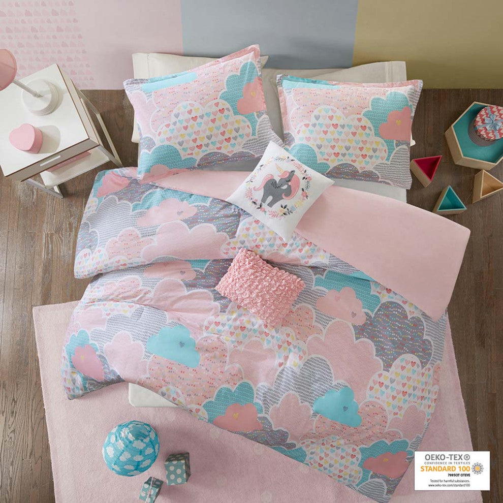 Kids Cotton Comforter/Duvet Cover/Coverlet Set, Pink, Twin, Duvet Cover