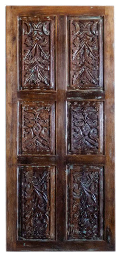Consigned Floral Craved Door Panels Shabby Chic Bypass Barndoors 84x36