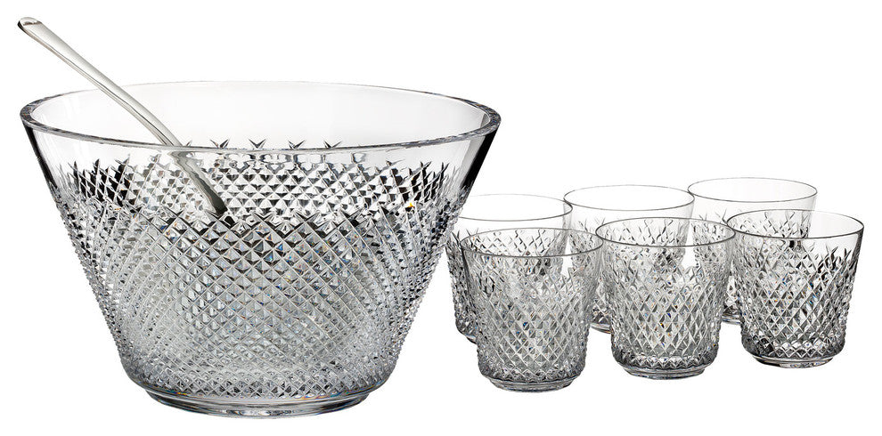 Waterford Alana 60th Anniversary Punch bowl Set with 6 Punch Cup
