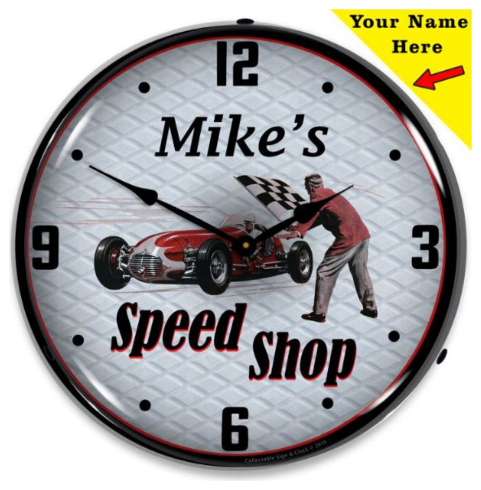 AYN1905905 Add Your Name Speed Shop Clock