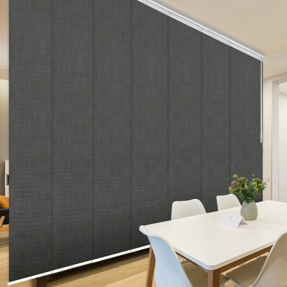 Koala Gray 7-Panel Track Extendable Vertical Blinds 110-153"W