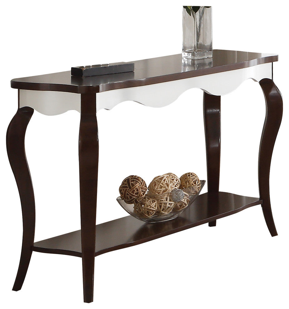 ACME Mathias Sofa Table, Walnut and White