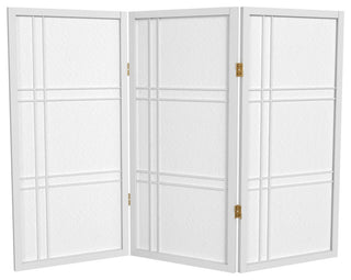 3' Tall Double Cross Shoji Screen, White, 3 Panels