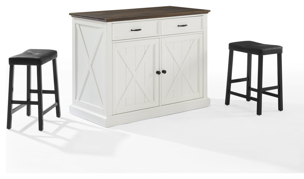 Clifton Kitchen Island WithUph Saddle Stools