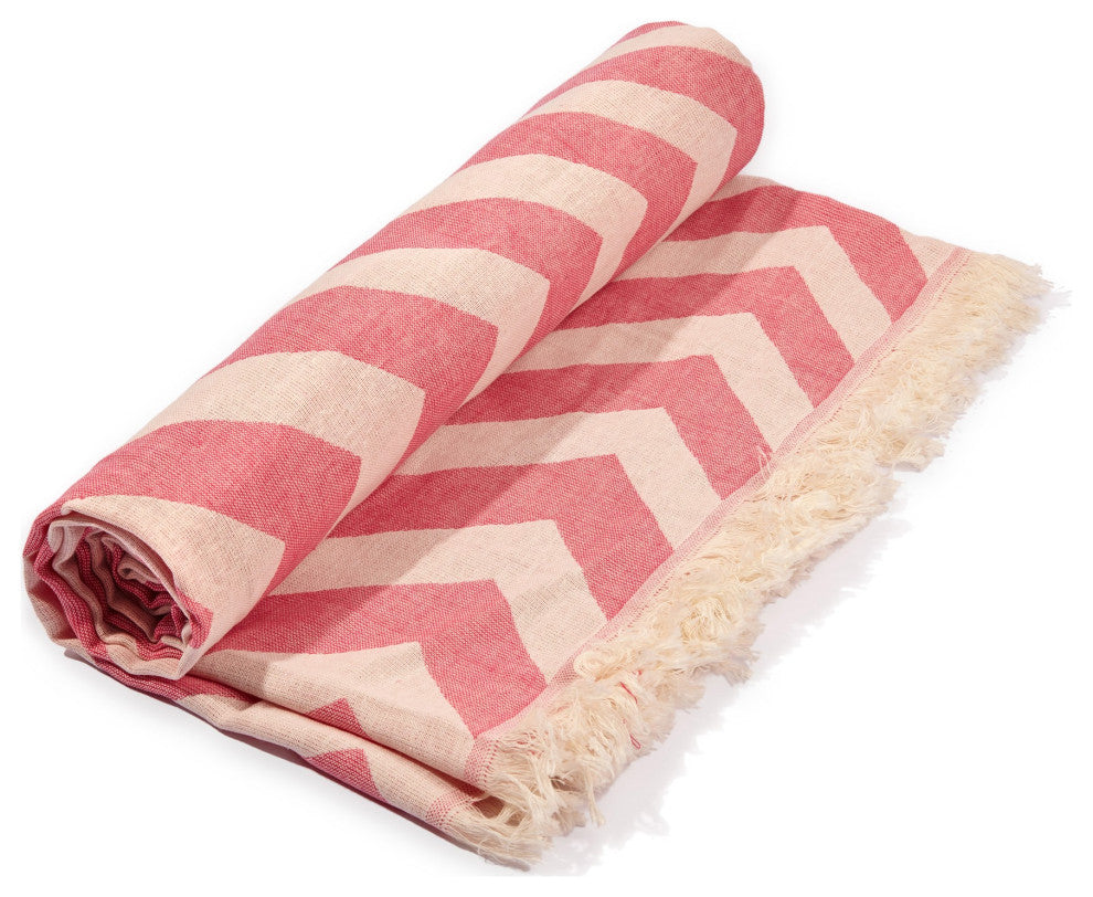 Berry Pink Chevron Design Turkish Beach Blanket