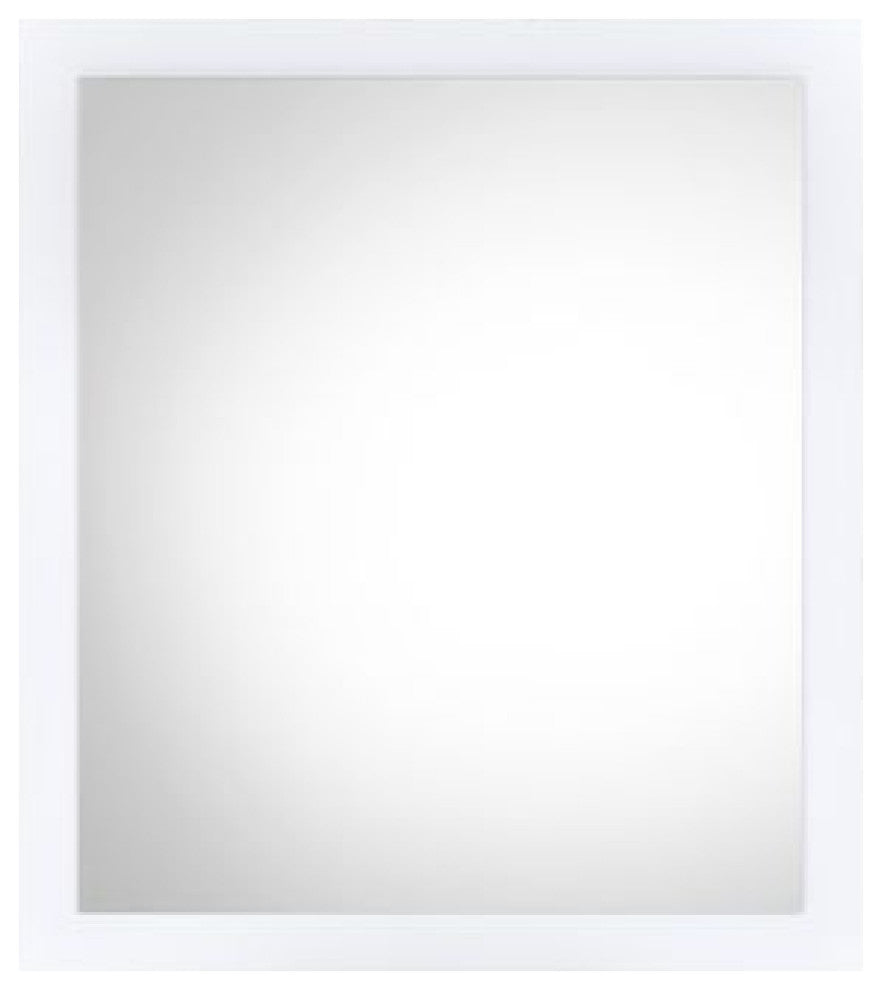 Benzara BM275054 Wall Mirror With Sleek Rectangular Portrait Wood Frame, White