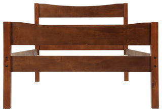 Wood Platform Bed with Headboard and Wooden Slat Support, Walnu