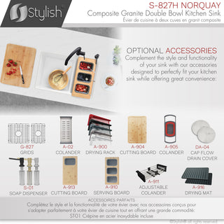 27"x18" White Double Bowl 60/40 Dual Mount Granite Kitchen Sink