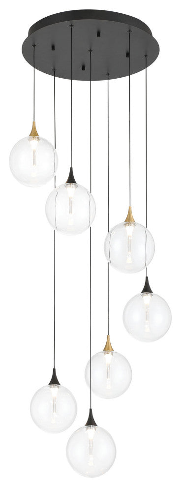 Iissa 7L 21" Gold-Black Clear Chandelier