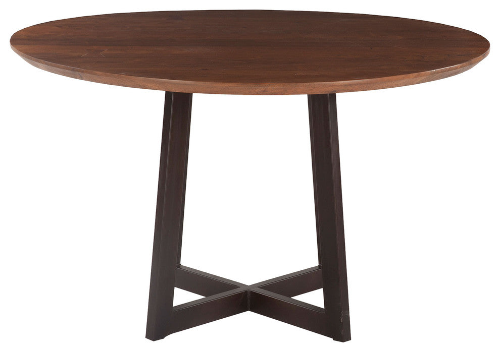 Mapai 48-Inch Round Acacia Wood Table in Walnut Finish