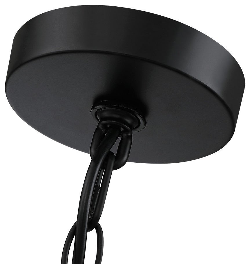 20" 4-Light Rattan Tiered Drum Chandelier Light With Black Canopy