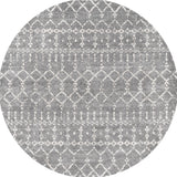 Moroccan HYPE Boho Vintage Diamond Runner Rug, Gray/Ivory, 5' Round