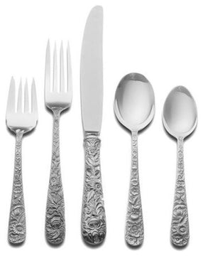 Kirk Stieff Repousse Sterling Silver Flatware 5 Piece Place Setting