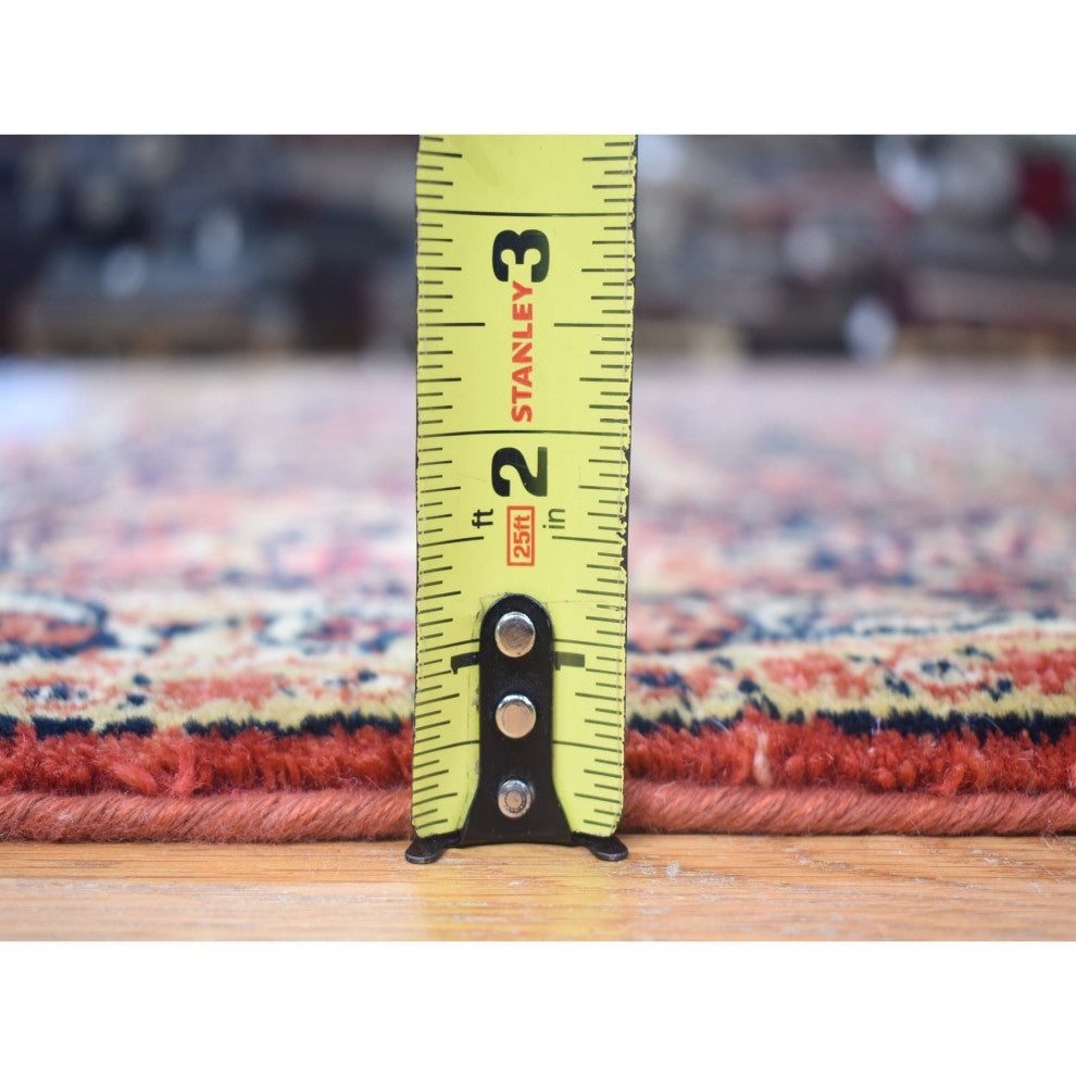 Tomato Red, Persian Sarouk Soft Wool Hand Knotted Oriental Rug, 7'10" x 9'10"