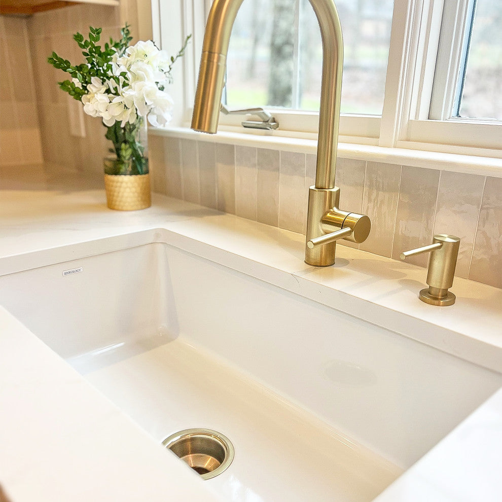 Eden Crisp White Fireclay 31" Single Bowl Undermount Kitchen Sink
