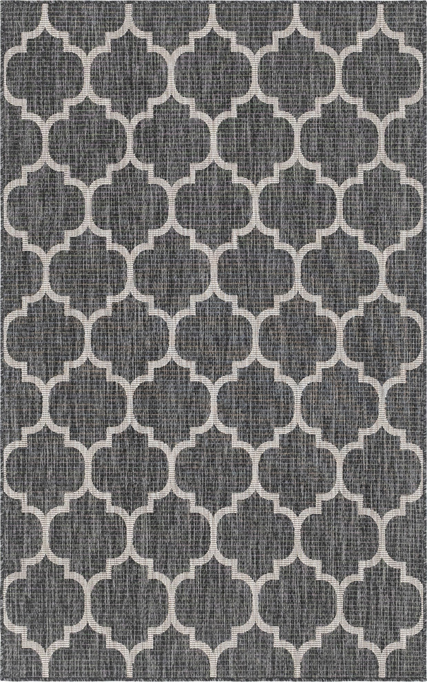 Unique Loom Black Trellis Outdoor 5' 0 x 8' 0 Area Rug