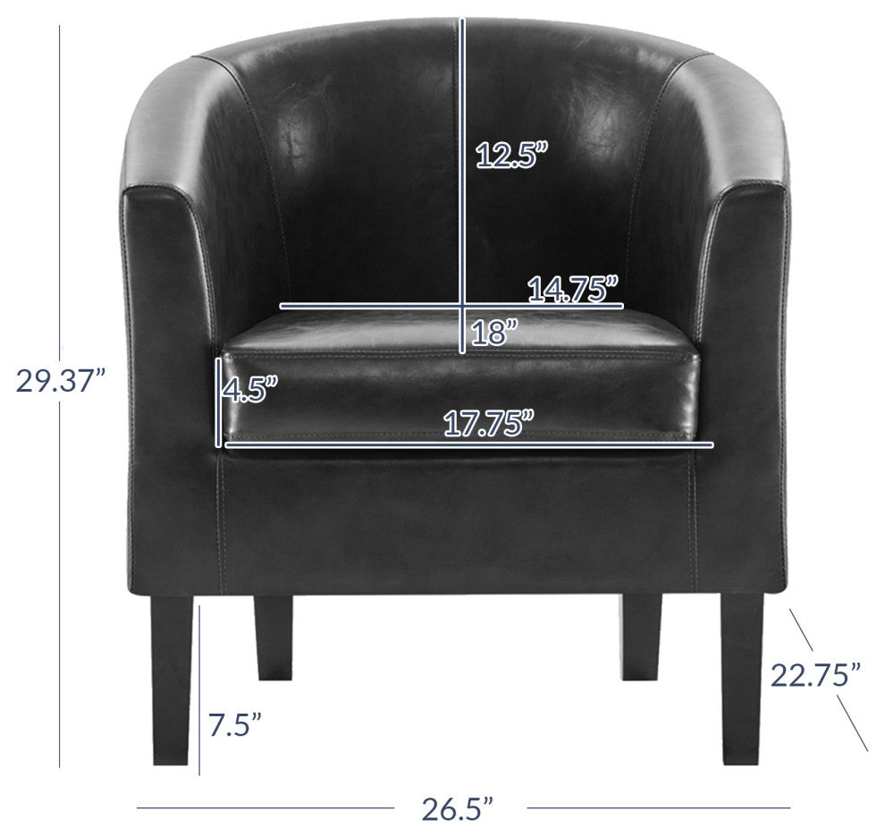 Modern Club Chair Barrel Design, Black