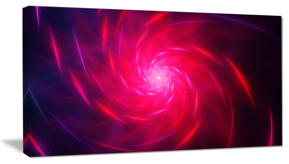 Pink Whirlpool Fractal Spirals, Abstract Art on Canvas, 32x16