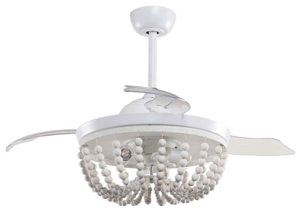 42-in Modern White Ceiling Fan with Retractable Blades