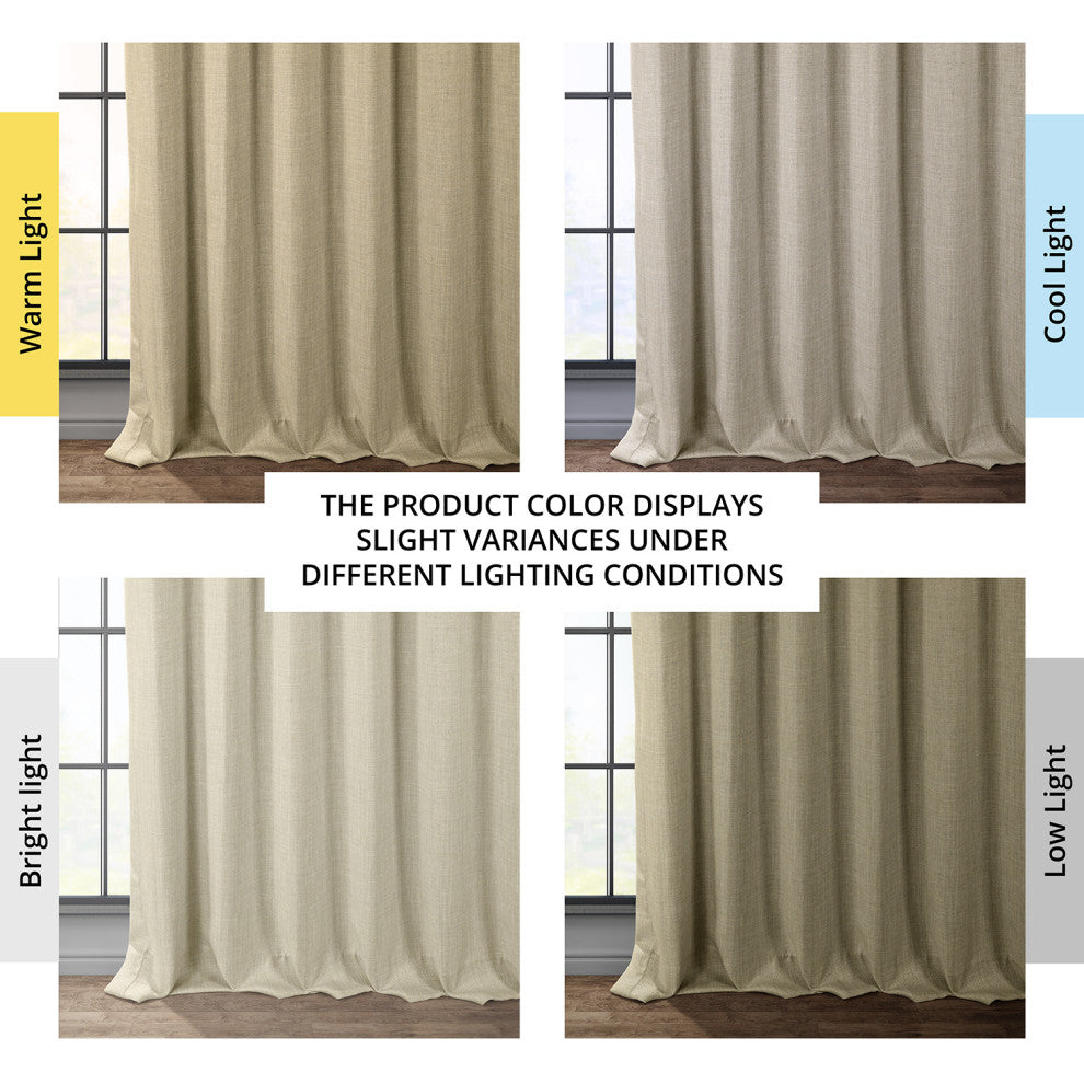 Faux Linen Darkening Curtain Single Panel, Thatched Tan, 50"x120"