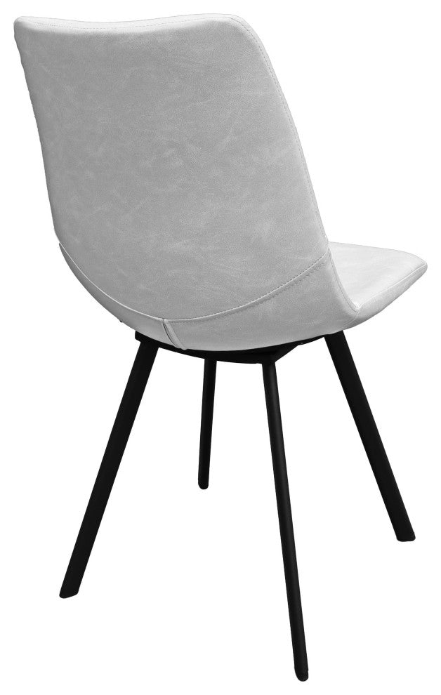 Markley Modern Leather Dining Chair With Metal Legs Set of 2, Light Gray