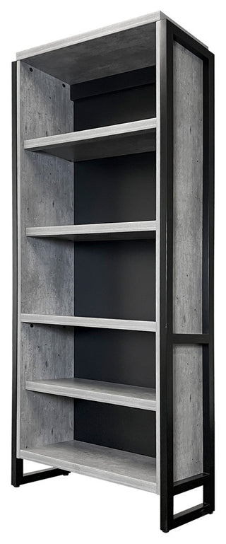 Modern Open Wood Laminate Bookcase, Fully Assembled, Concrete Gray