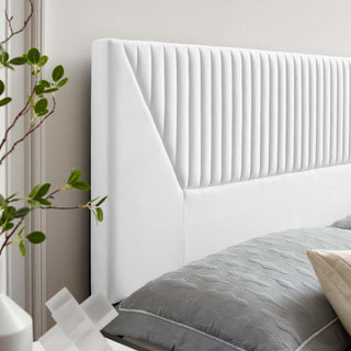 Patience Channel Tufted Performance Velvet Twin Headboard, White