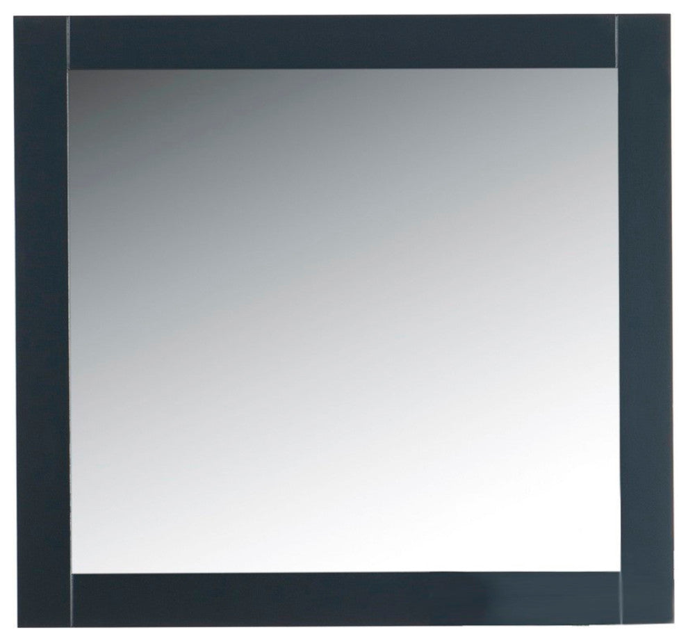 34" Solid Wood Frame Mirror, Dark Gray