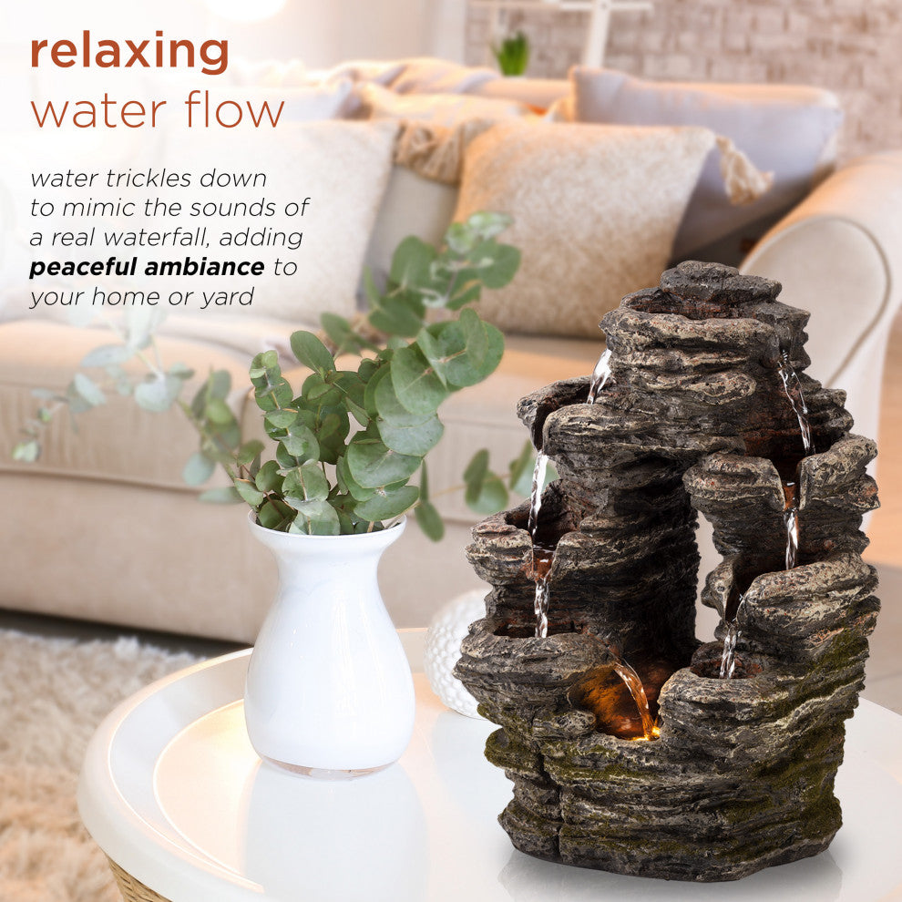 Alpine Stone Look Oval Shaped Fountain, 14" Tall