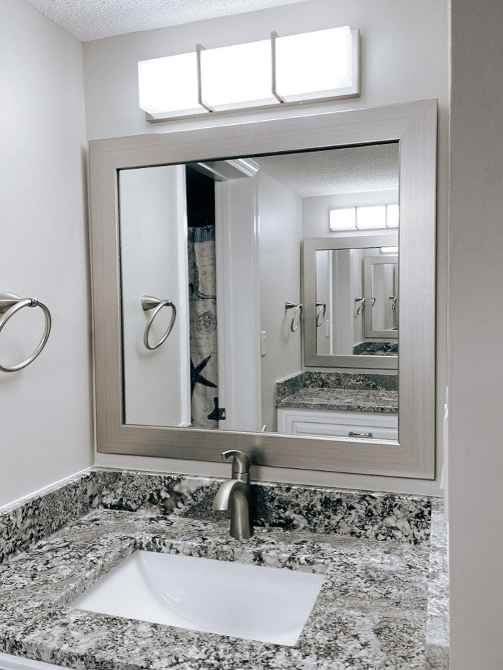 Pendleton Framed Wall Mirror, Nickel, 28" X 48"