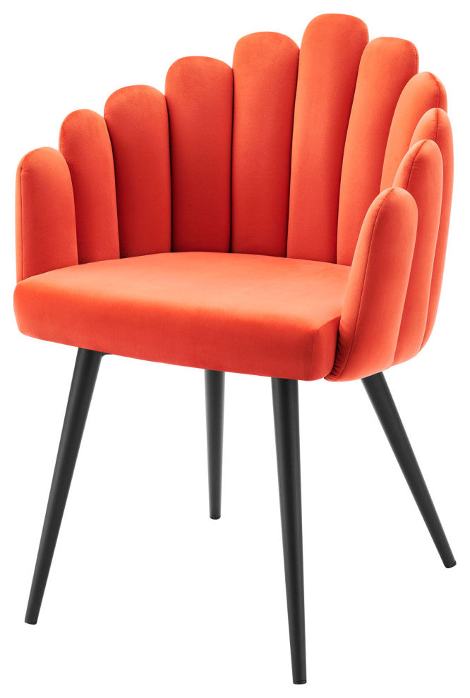Dining Chair, Set of 2, Orange Black, Velvet, Modern, Cafe Bistro Hospitality