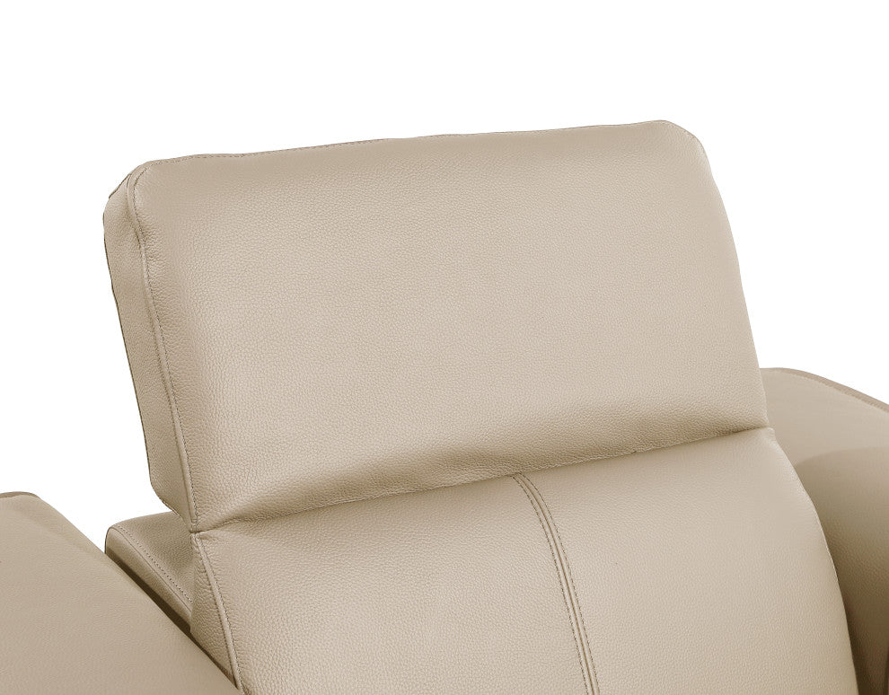 Niccolo Italian Leather Power Reclining Arm Chair With Power Headrests, Beige