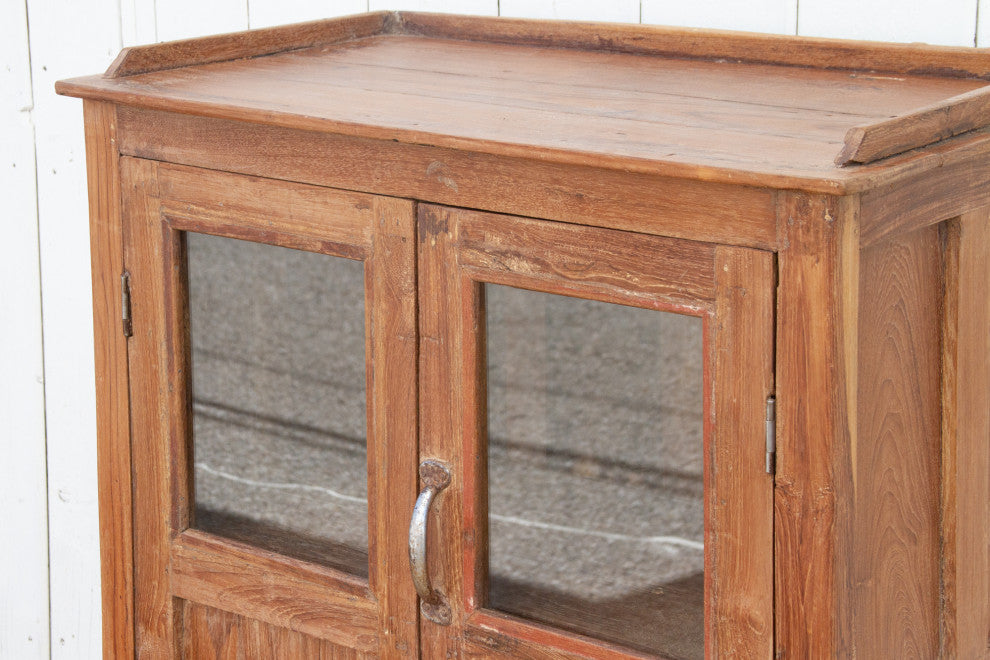 Vintage Teak Glass Kitchen Cabinet