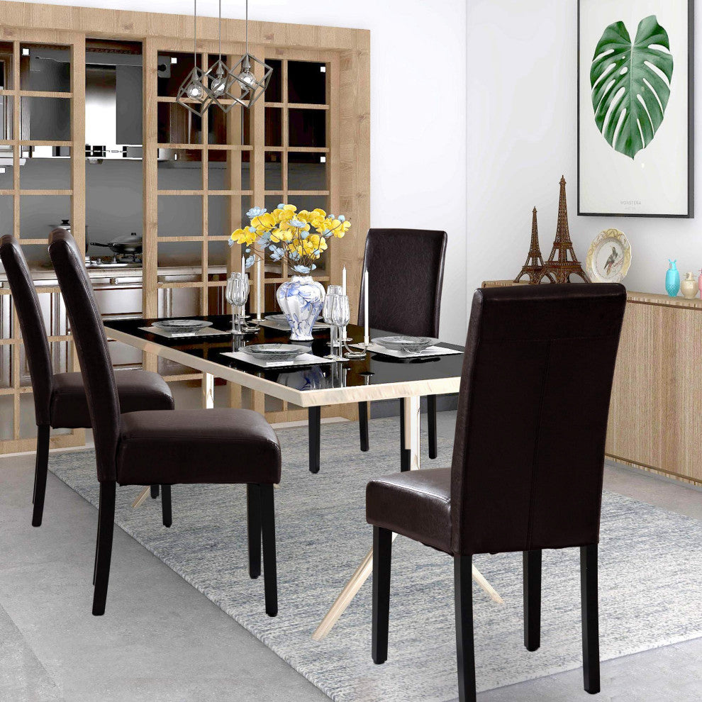 Rochefort Synthetic Leather Armless Set of 2-Pieces Dining Room Accent Chair, Br