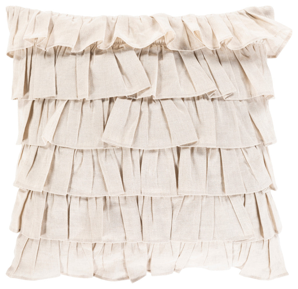 Surya Ruffle RLE-001 20"x20" Pillow Cover, Ivory