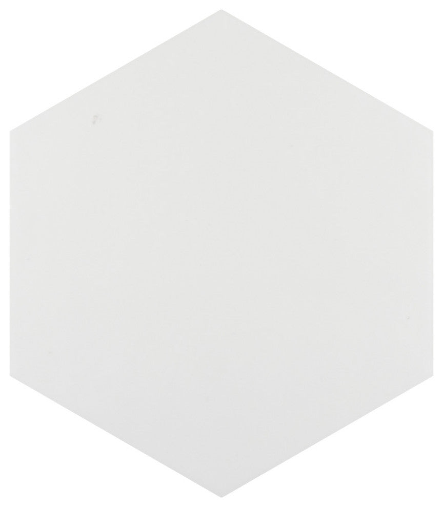 Hextile Ceramic Floor and Wall Tile, Matte Blanco, 25