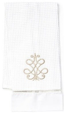 Waffle Weave Guest Towel, French Scroll Beige