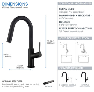 Fusion Single Handle Pull Down Kitchen & Bar Sink Faucet, Matte Black