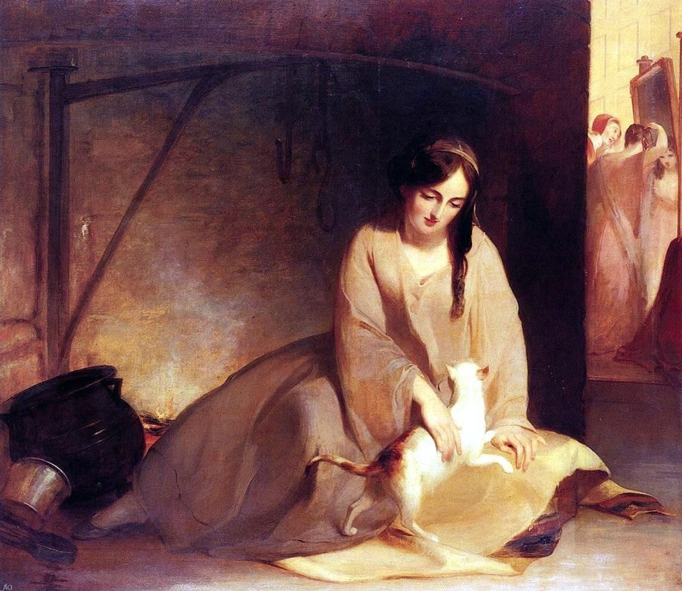 Thomas Sully Cinderella at the Kitchen Fire, 20"x25" Wall Decal