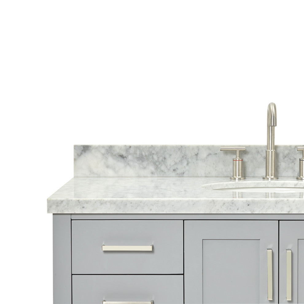 Ariel Magnolia 49" Oval Sink Bath Vanity Carrara Marble Gray