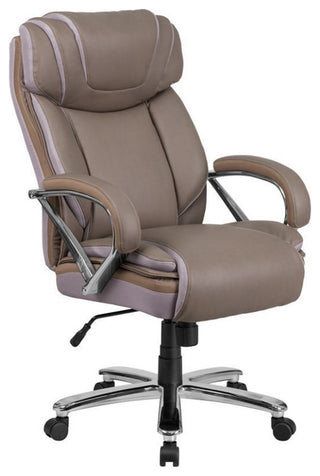 Pemberly Row Contemporary Big and Tall Leather Office Chair In Taupe