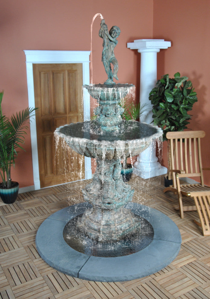 Bronze Boy With Fish Fountain
