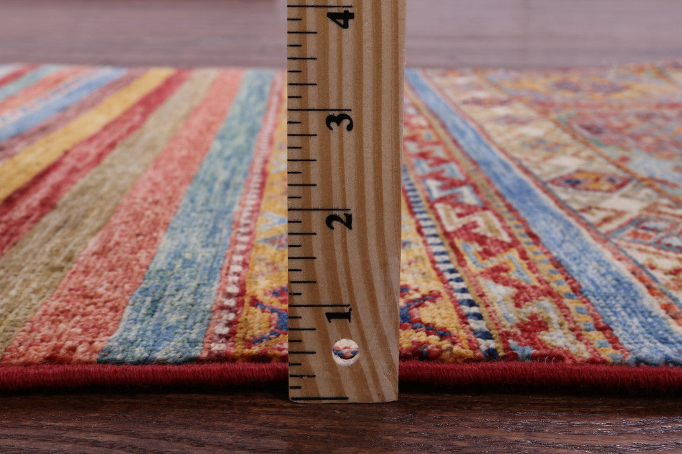 2' 6" X 6' 4" Runner Hand-Knotted Khorjin Super Kazak Wool Rug Q11028