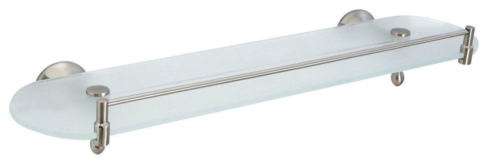 MODONA's 20" Frosted Glass Shelf With Rail Antica Series -, Satin Nickel
