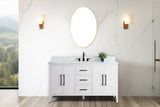 Vanity Art Bathroom Vanity With Sink, White, 60", Single Sink, Matte Black