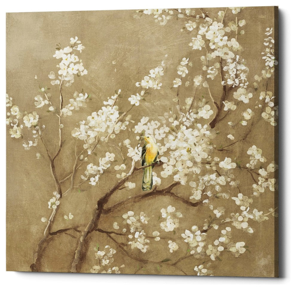 "White Cherry Blossom I Neutral" Giclee Canvas Wall Art, 26"x26"